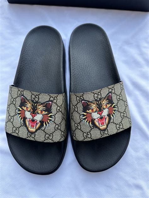 gucci sandals men tiger|Gucci tiger slip on.